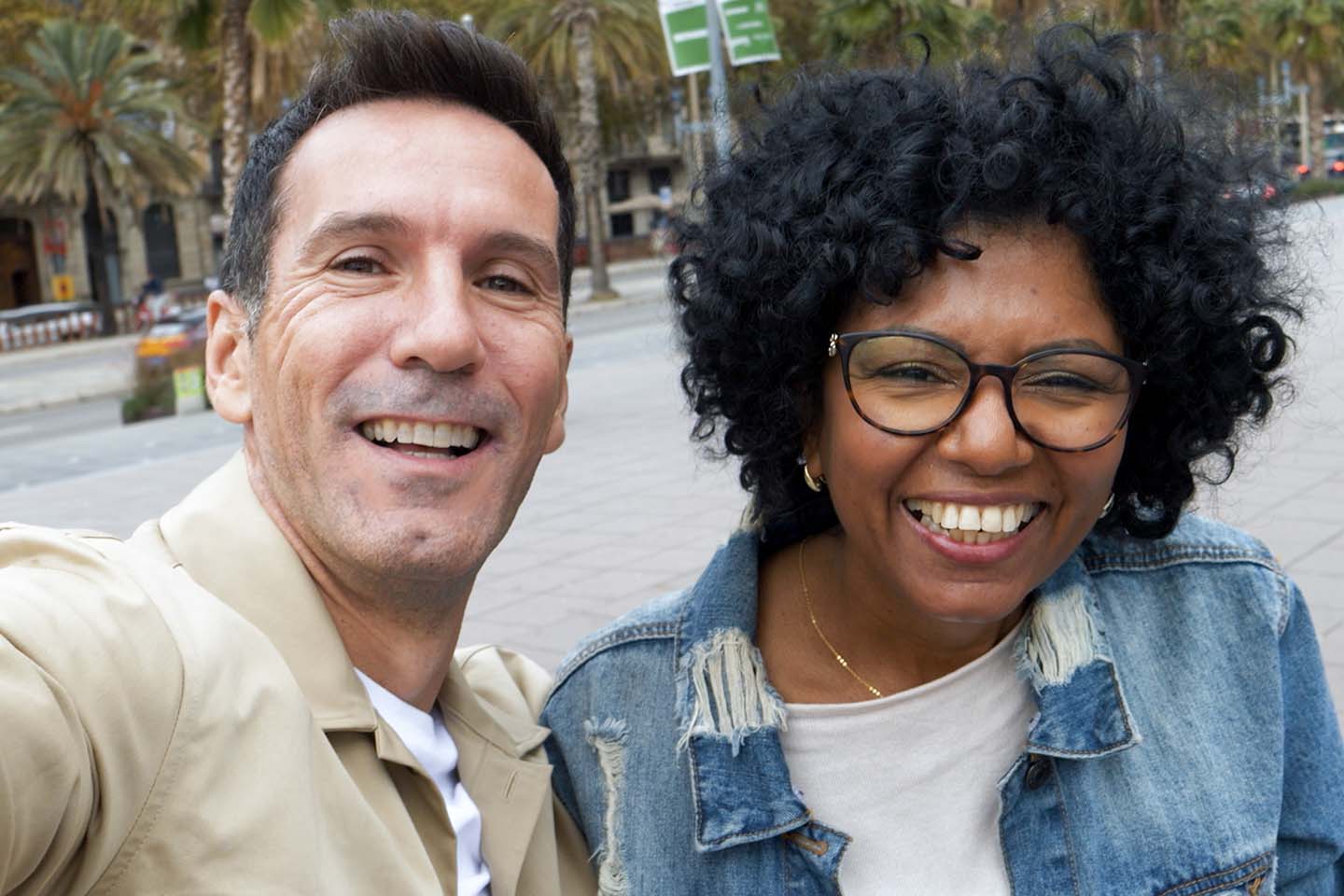 mature couple take a selfile while out on a date